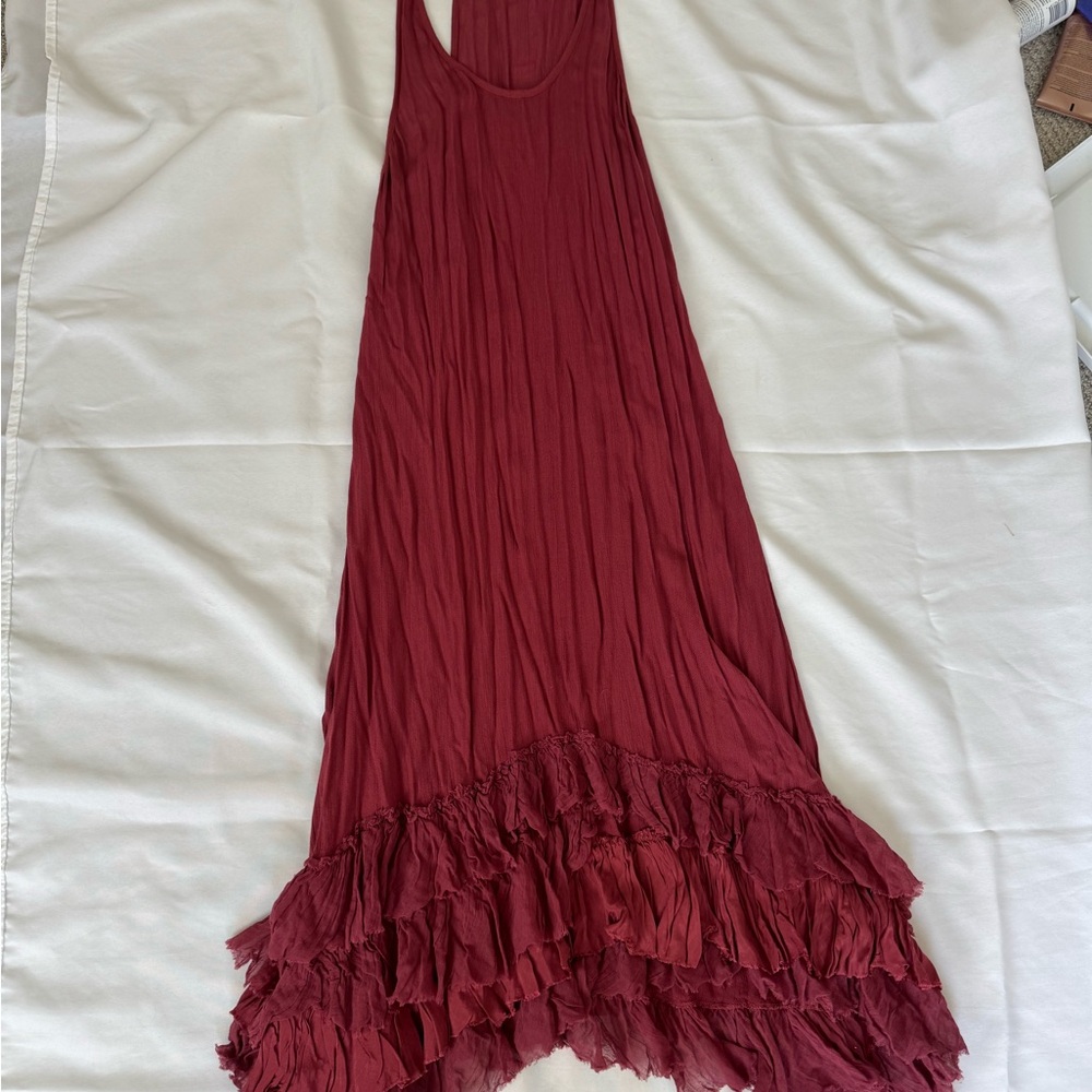 Red Ruffle Maxi Dress